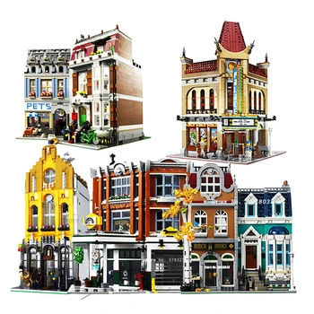 

IN Stock Lepinblocks Creator City 15003 15004 15005 15042 15037 Building Blocks Compatible 10224 10197 10211 Toys for Children