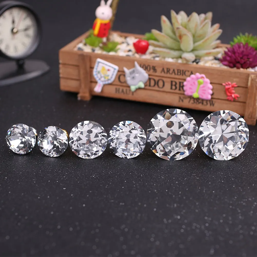 

Crystal Diamond Glass Drawer Round Handle Knob With Screw Wardrobe Cupboard
