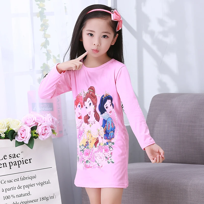 New Design Spring Autumn Children's Long-sleeved Cotton Nightgown Girls Cartoon Children's Pajamas Baby Sleepwear Dress 2-16yrs - Цвет: STYLE  28