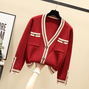 

Plus Size 2019 Spring Autumn Sweater Cardigan Pockets Shawl Thin Coat Long Sleeved Knitted Sweaters Girl Front Buttons Knitwear