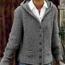^#Cheap 2019 New Single-breasted Loose Women Sweater Solid Knitted Top Fashion V-Neck Cardigan Plus Size Hooded Lady Sweater Tops ^#Cheap 2019 New Single-breasted Loose Women Sweater Solid Knitted Top Fashion V-Neck Cardigan Plus Size Hooded Lady Sweater Tops