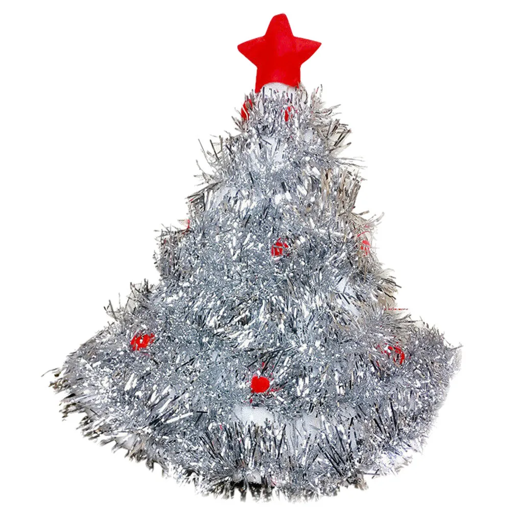 Рождественская шляпа Детская шляпа Весенняя шляпа забавные вечерние Рождественская елка для костюма Рождественская елка шляпа рождественские украшения для дома - Цвет: Серебристый
