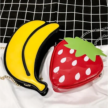 

Brand 2020 New Fashion Women Handbags Fruit Bag Banana Strawberry Bag Pocket Shoulder Bags Chain Cartoon Crossbody Bags