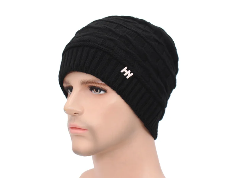 Брендовые зимние вязанные шапочки Skullies Beanies мужские зимние шапки для мужчин женская шапка-маска теплая Толстая Мужская однотонная зимняя шапка