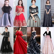 Платья для выпускного вечера с вышивкой и кружевным принтом без рукавов с круглым вырезом женское вечернее платье YS034 Выпускные платья больше стиля
