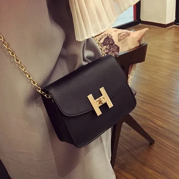 

Bag for Women chain Shoulder Bag H Lock Square Sling Luxury Crossbody 2020 Summer Korean New Messenger Bag PU leather for Girls