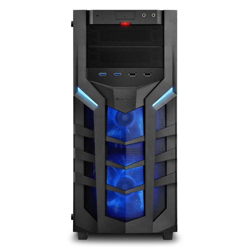 Корпус Sharkoon DG7000-G blue ATX, mATX, Mini-ITX, Midi-Tower, 2xUSB 2.0, 2xUSB 3.0, Audio, 3x140mm fan, без БП, led blue, акрил
