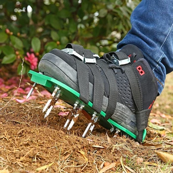 

Lawn Aerator Shoes Adjustable Straps Spiked Aerating Lawn Sandals Garden Yard Grass Cultivator Lawn Aerator Nail Shoes
