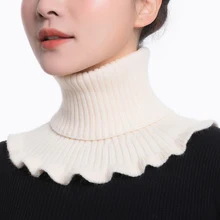 

Knitted Fake Collar Bib With Wooden Ears Fake Collar Neck Circumference Ladies Fall/winter High Collar Thicken Color High