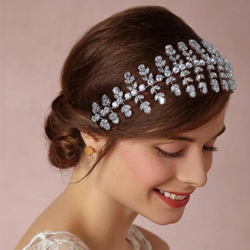 

Hadiyana Wedding Hair jewelry Soft Crown Handmade Bridal Headpiece Hair Accessories Women Cubic Zirconia Bride Hairpiece BC4853
