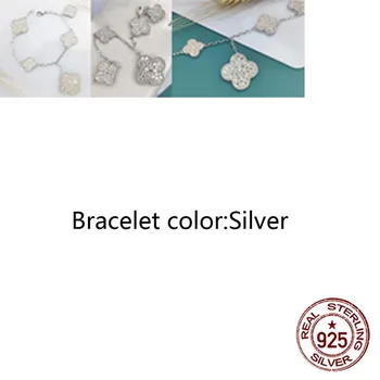 

S925 sterling silver bracelet simple personality fashion style diamond 5 flower four leaf clover shape to send girlfriend gift