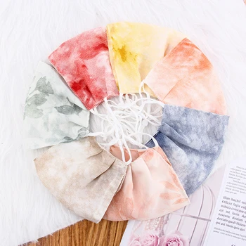 

2pcs/lot Women Mask Fashion Ink-printing Masks Dustproof PM2.5 Reusable Face Cover 2-layer Chiffon Mouth-muffle Adjustable Masks