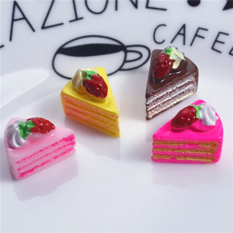 Resin Mini Strawberry Triangle Cake Play Food Toys Slider Slime Accessories Super Light Clay DIY Glue Mud Craft Materials Filler | Игрушки и