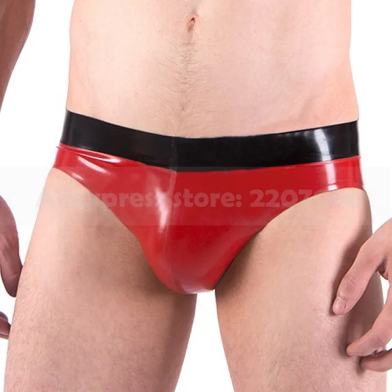 Handmade latex panties rubber men briefs exotic underwear lingerie RPM177 - Цвет: red and black