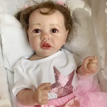 

55cm Newborn Baby Dolls With Curly Hair Realistic Lifelike Toddler Babies Doll Full Silicone Body Dolls Dropshipping