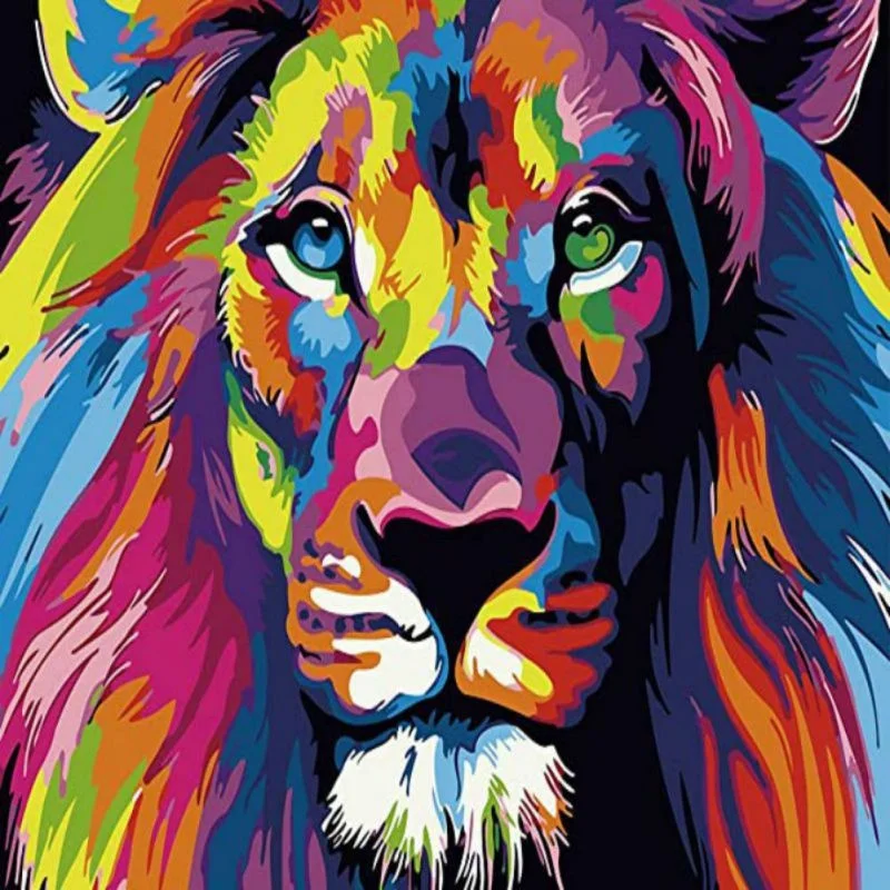 

Painted Lion DIY Oil Painting Home Wall Art Picture For Living Room Unique Gift 40X50cm