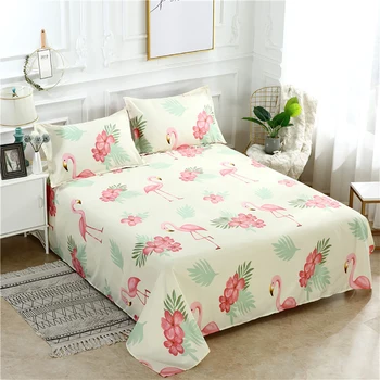 

Lychee Flamingo Bed Sheets Printed Polyester Full Fitted Sheet Flat Bed Sheet