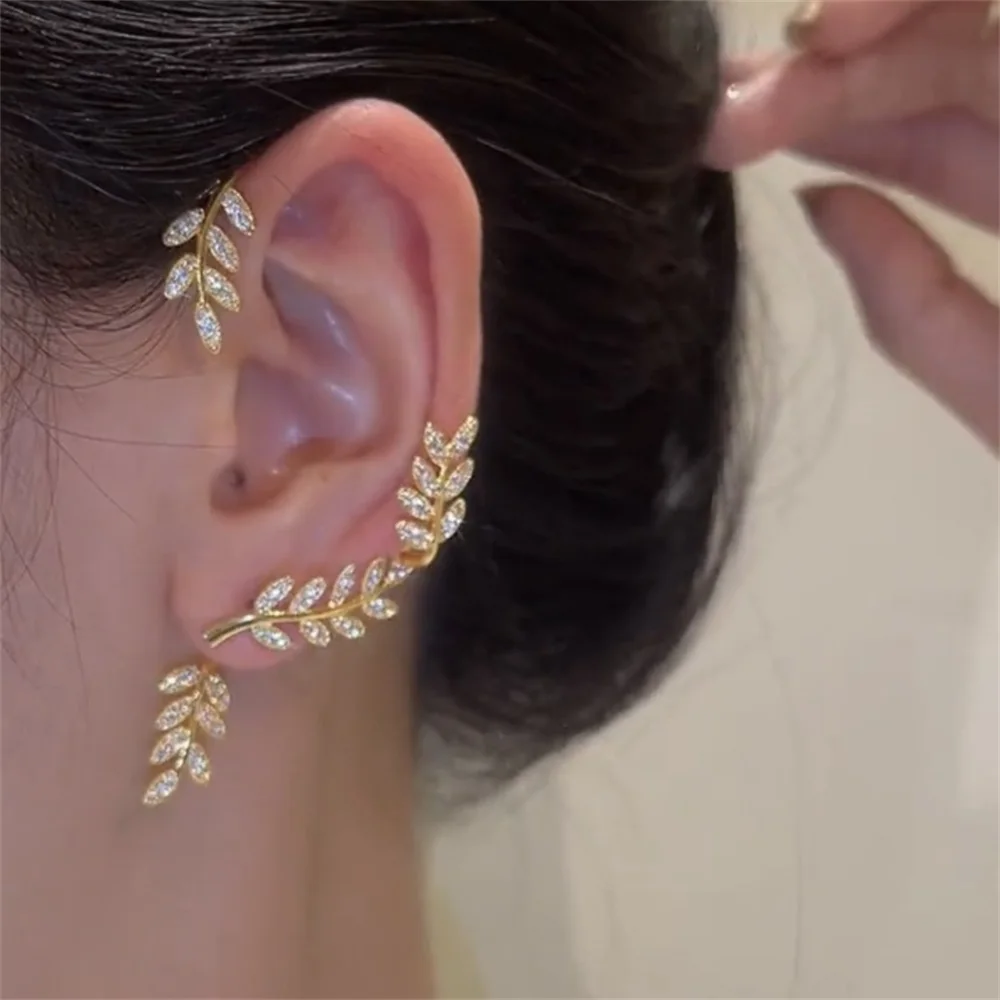 Leaves Zircon Butterfly Ear Clip for Women Girls