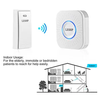 

LESHP Easy to Install Music Wireless Doorbell 150M Long-distance Remote Control Night Light 58 pieces of Chord Music
