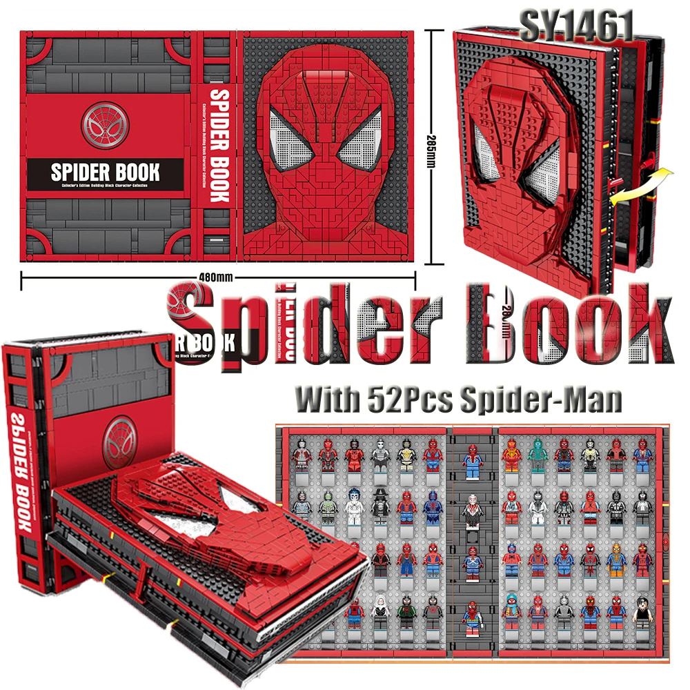 

DHL Free Shipping Spider Book Collector's Edtion Building Blocks Character Cllection with 52Pcs Spider Man Toys For Kid SY1461