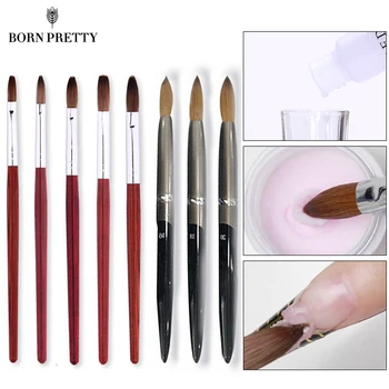 

1Pc Acrylic Nail Brush Wooden Handle Mixed Size Soft Brushes for Acrylic Powder Painting 3D Flower Nails Art Extension Tools