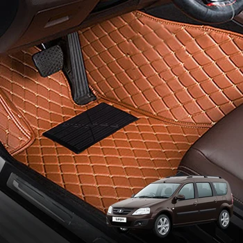 

Custom floor mats For Car Lada Largus Leather auto mat thickened foot mats car styling carpet cover mat handmade interior mats
