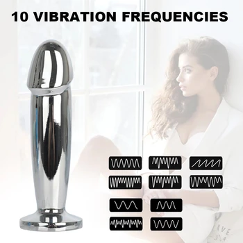 10 speed vibrator Metel anal beads butt plug vibration large rechargeable G spot Prostate Massager dildo Masturbator ass sex toy 2