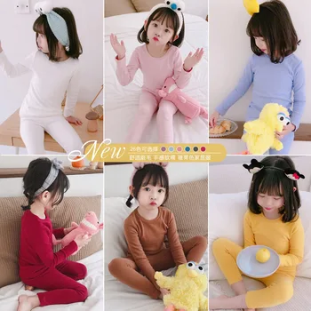 

2-12 Years Children's Candy Color Long Sleeve Girls Pajamas Set Girls Clothes