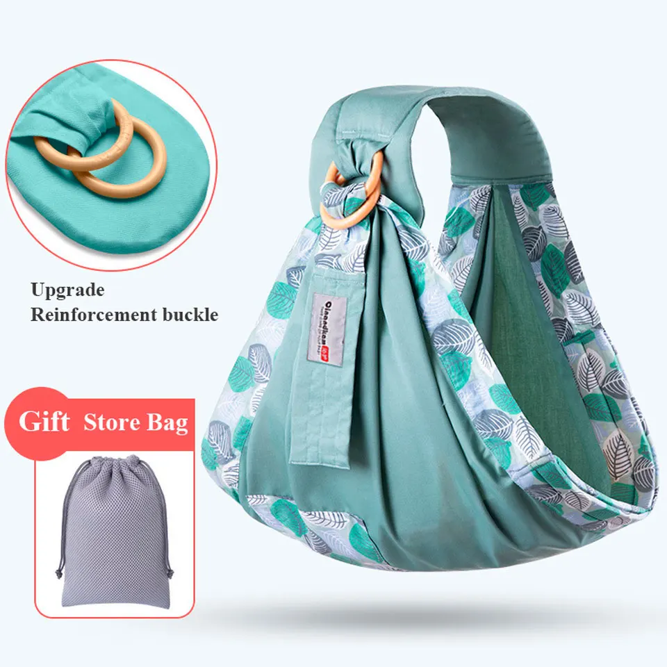 Leaves Mint Green Детский костюм на лямках, эргономичный кенгуру Детская сумка Обёрточная бумага Перевозчик держатель Регулируемый рюкзак для Ремни для новорожденных защитные покрытия - Цвет: Leaves Mint Green