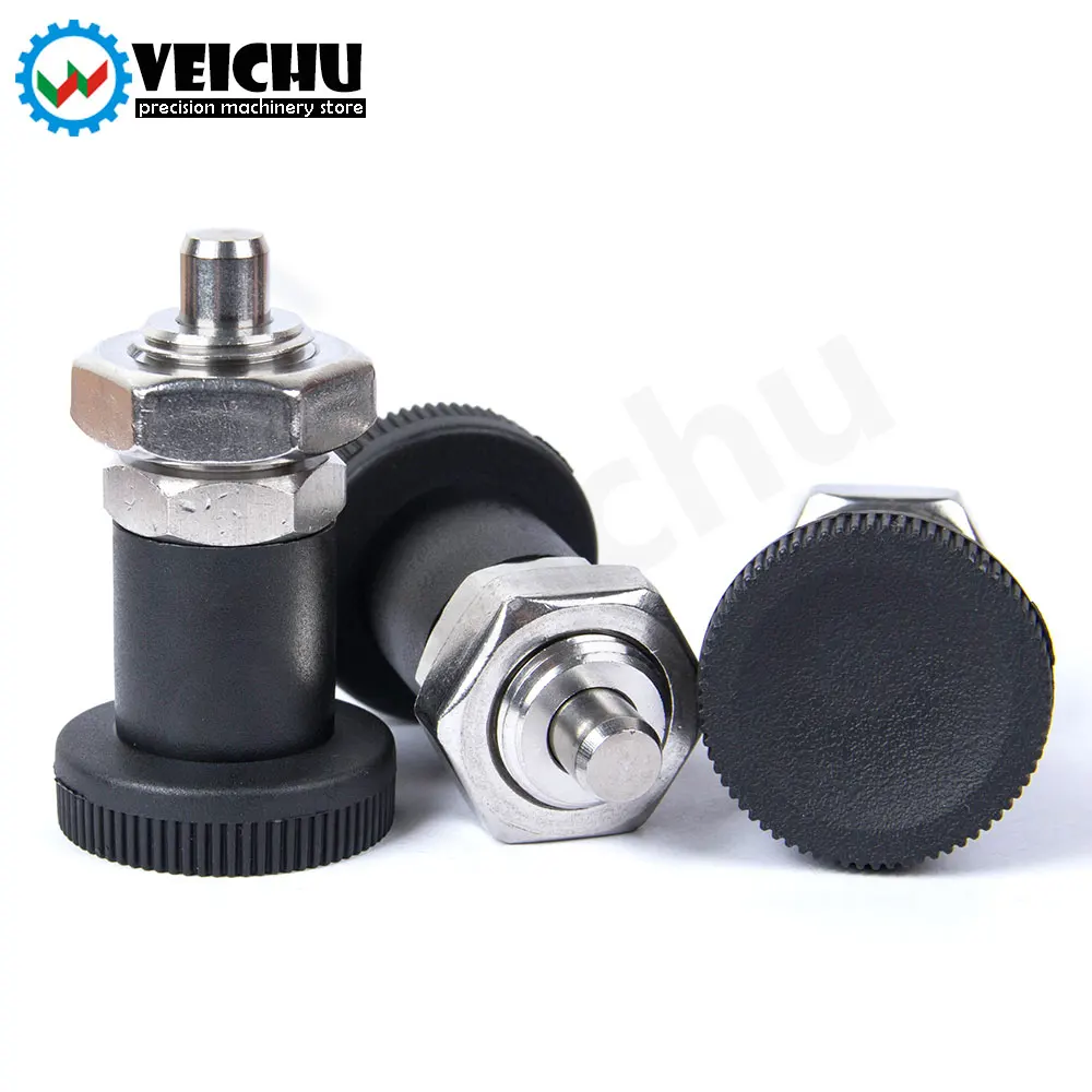 VCN216 플라스틱 손잡이 인덱스 볼트 테이퍼 팁 잠금 핀 너트가있는 자동 잠금/리턴 형 인덱싱 플런저
