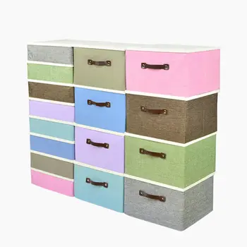 

Fashion Colorful Two Size Large Foldable Storage Box Lids Stackable Polyester Fabric Container Organizer