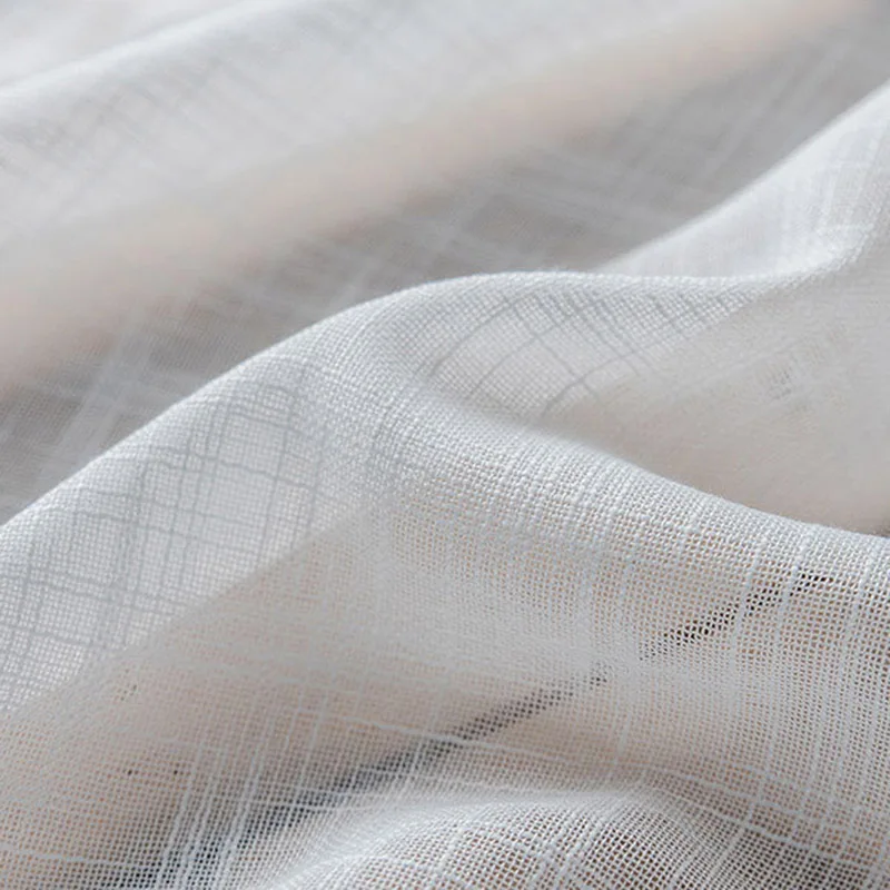 CHAXI Cotton and Linen Fabric White Tulle Sheer Curtains for Bedroom Window Living Room Kitchen Modern Voile Cortinas Drapes 4
