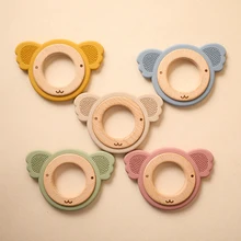 

1Pcs Baby Oral Care Products Beech Silicone Teething Ring Teether Food Grade Neonatal Molar Toy Teether Can DIY Pacifier Chain