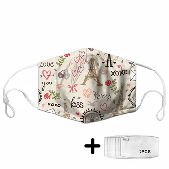 

Cartoon Eiffel Tower Women PM2.5 Mouth Mask Kids Breathable Face Mask Girl Cute Anti Dust Mouth-Muffle Masks Reusable Mascaras