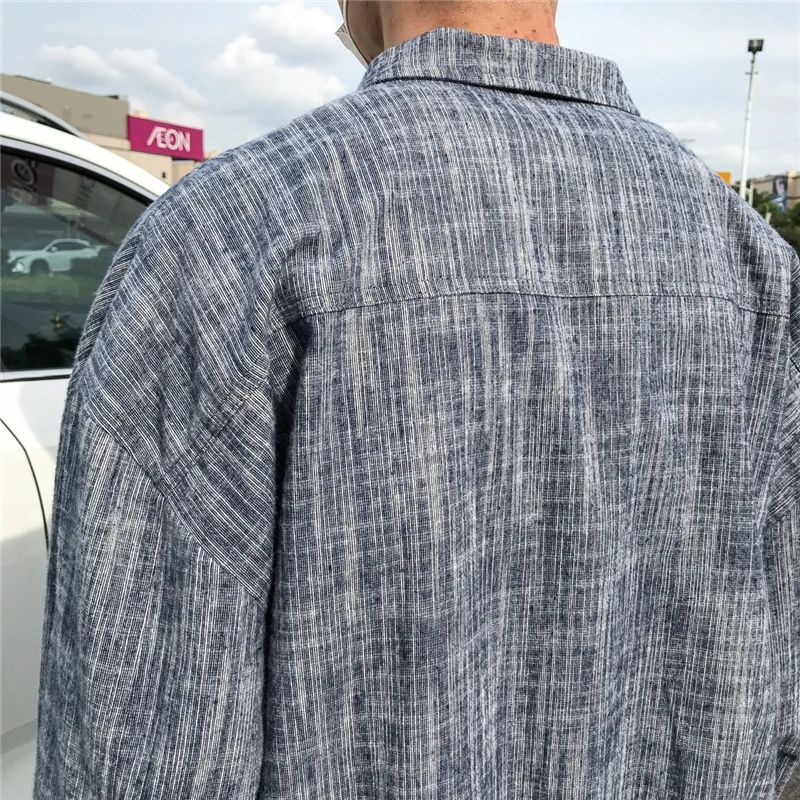 Hong стиль весна и осень пара куртка мужской Harajuku Повседневная рубашка Tide Черный/синий s-xl