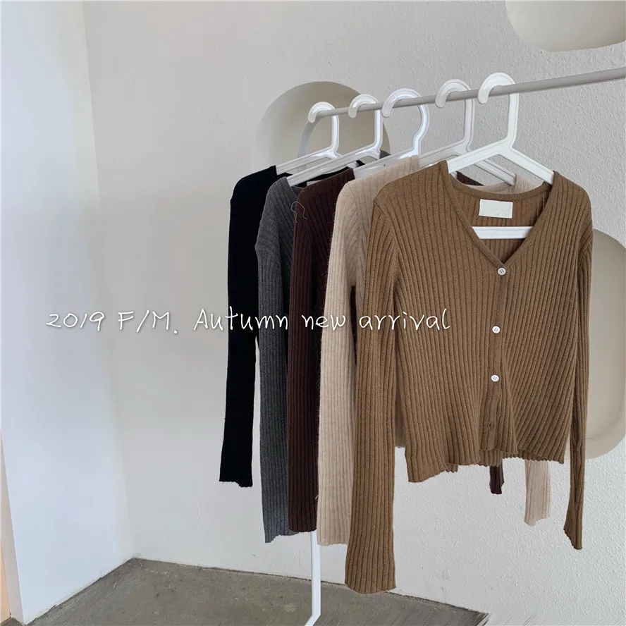 Women's V-neck Elastic Single-breasted Knitted Cardigan |