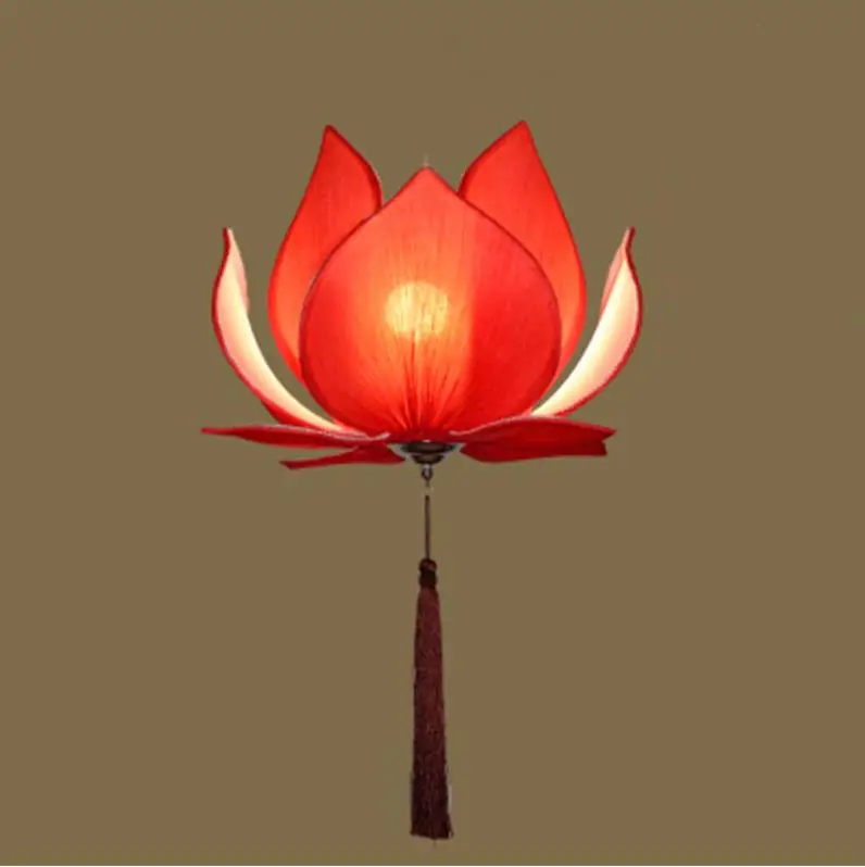 Новая китайская цветная тканевая люстра Zen классическая в виде лотоса висячий
