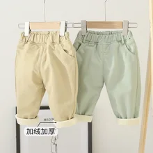 Новые модные зимние хлопковые штаны длиной до щиколотки для детей и малышей 0-24 месяцев, одежда для детей и малышей, Детские однотонные штаны-шаровары для девочек