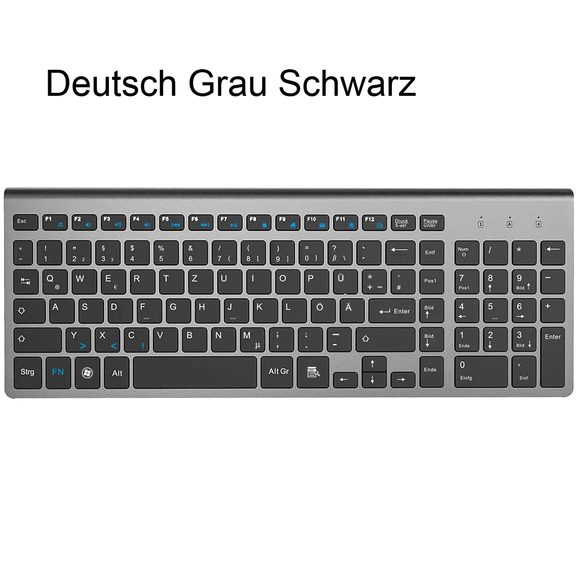 QWERTZ-Teclado multimídia sem fio, Layout alemão, Ultra