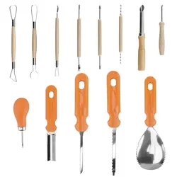 Инструменты для вырезания тыквы на Хэллоуин, 13 шт., профессиональные принадлежности для резки тыквы, набор инструментов из нержавеющей