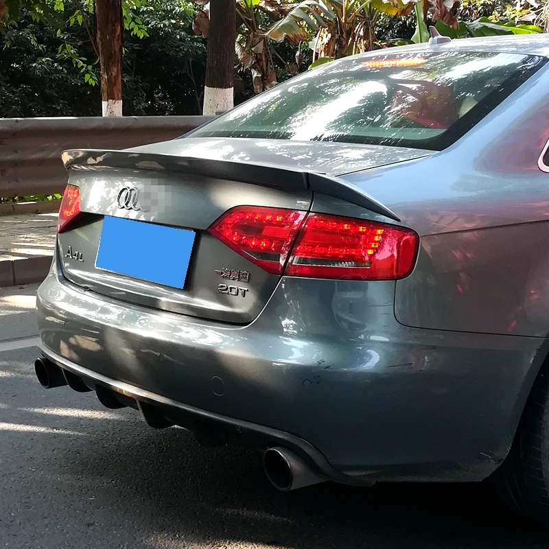 Для Audi A4 B8 2009 2010 2011 2012 задний багажник спойлер 3 шт./компл. PU Материал грунтовка Цвет автомобильное украшение в виде хвостового крыла для A4 B8