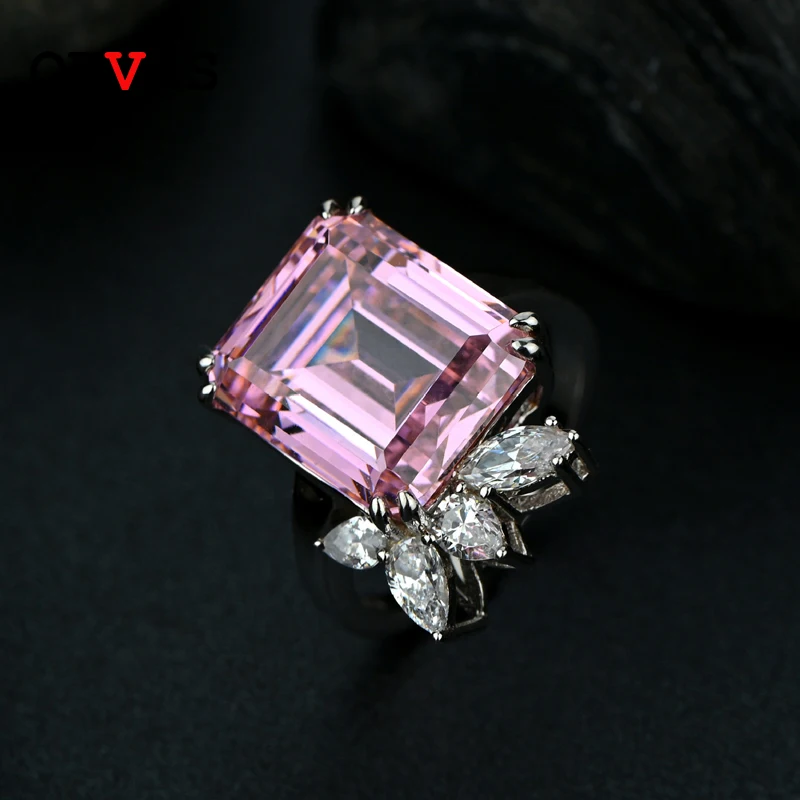 

OEVAS 100% 925 Sterling Silver Sparkling High Carbon Diamond Wedding Rings For Women Luxury Fine Jewelry Girls Anniversary Gfit