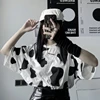 Femme t-shirts vache imprimé surdimensionné décontracté à manches courtes T-shirt haut Harajuku Vogue t-shirts mode pull ► Photo 1/6