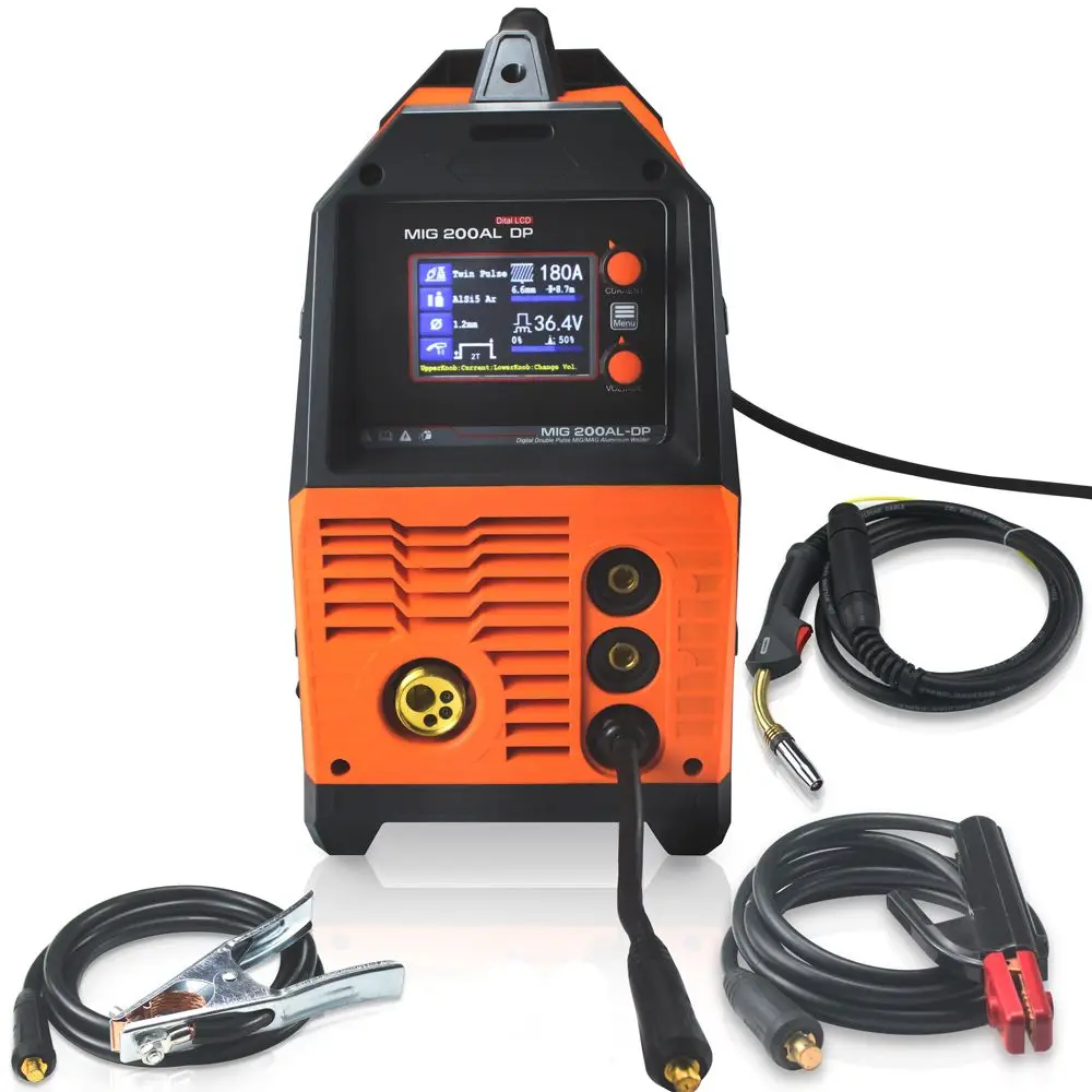 Máquina de soldadura eléctrica por arco 6 en 1, inversor de 220V, pantalla LCD, MIG/MMA/LIFT TIG/PULSE AlMg/AlSi/MIG-200AL