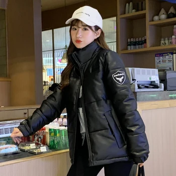 

Korean Style 2020 Winter Jacket Women Stand Collar Solid Female Down Coat Loose Oversized Womens Short Parka 002