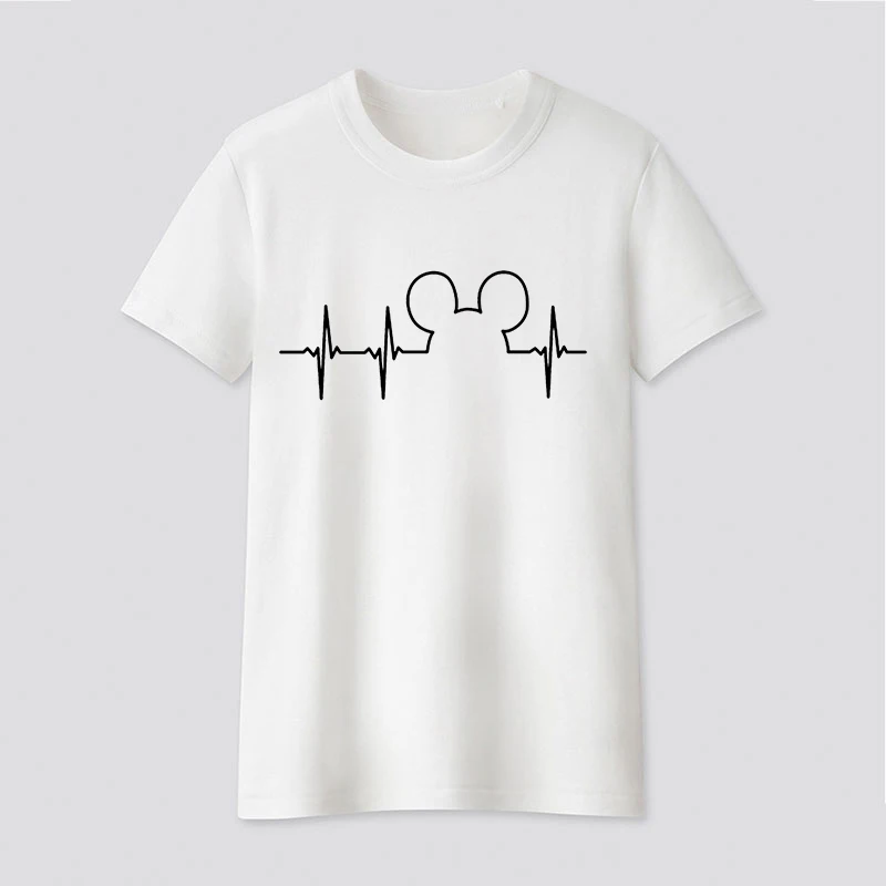 Graphic tees tops Beating heart theme tshirts women funny t shirt white Tops casual short Camisetas Mujer_T-Shirt