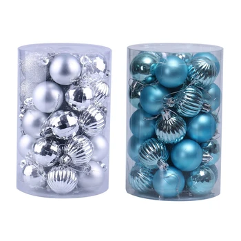

68PC 40Mm Christmas Xmas Tree Ball Bauble Hanging Home Party Ornament Decor Christmas Supplies Decorations for Home, 34PC Light