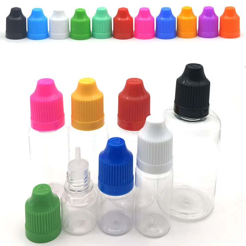 PET 플라스틱 빈 점적기 병, 깔때기가 달린 긴 팁 캡, 리퀴드 아이 클리어 워터 바이알, 3ml, 5ml, 10ml, 15ml, 20ml, 30ml, 50 개
