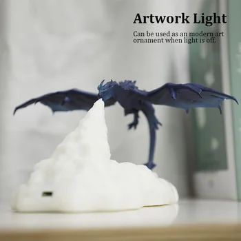 

3D Printed LED Dragon Lamps Night Light For Home Children Creative Mood Light Blue
