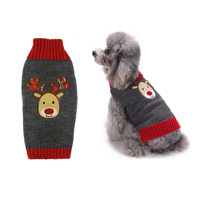 

Xmas Dog Sweater Reindeer Pet Puppy Pullover Sweater Christmas Pet Knit Hoodie For Small Medium Dogs Costume XXS XS S M L XL XXL